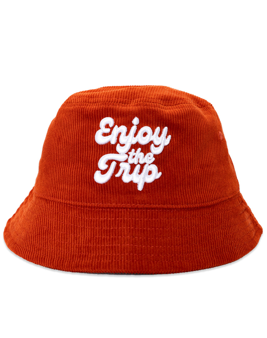 Rust bucket hat with 'Enjoy the Trip' 