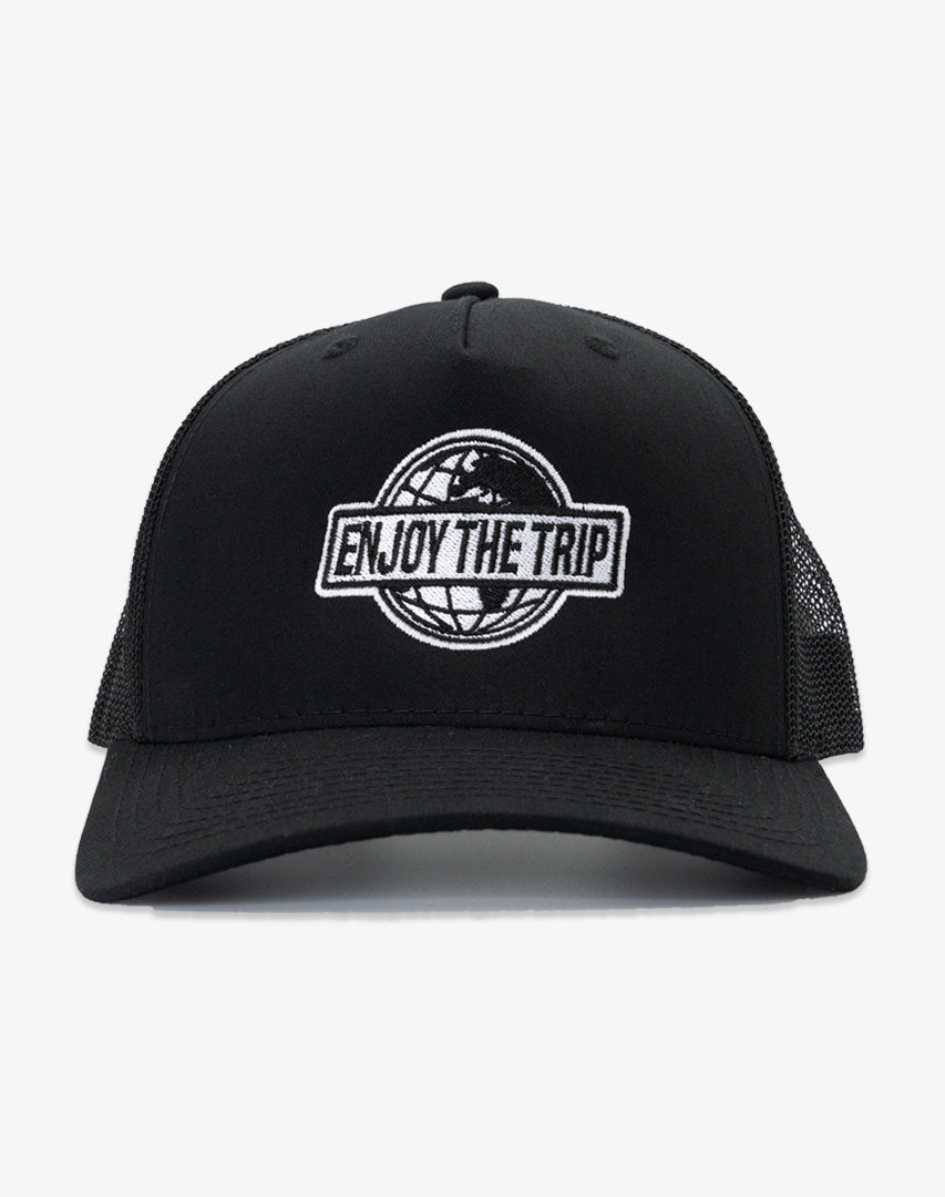 DIPPED Enjoy the Trip Globe Black Trucker Hat