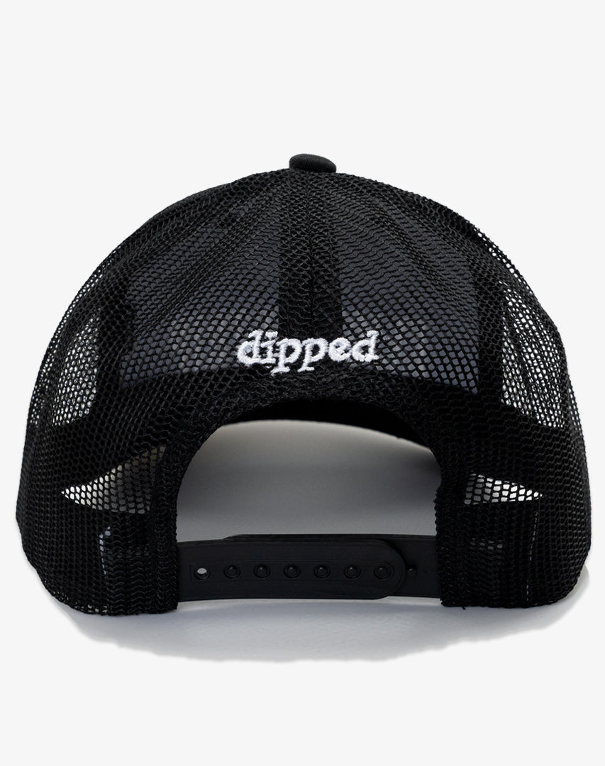 DIPPED Enjoy the Trip Typeface Black Trucker Hat