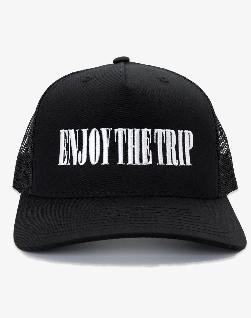 DIPPED Enjoy the Trip Typeface Black Trucker Hat