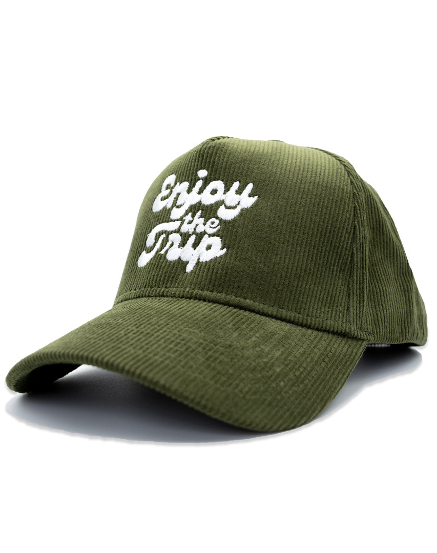 DIPPED Enjoy the Trip Olive 5 Panel Cord Snapback