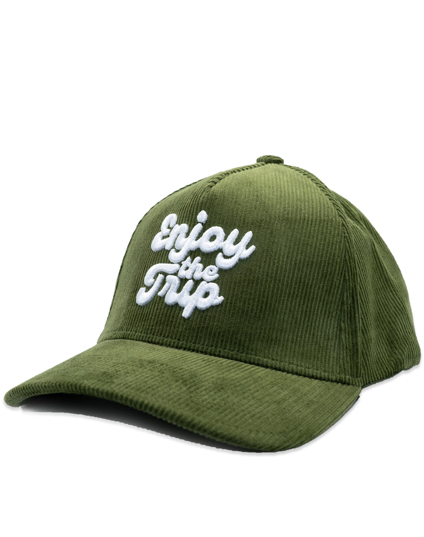 Enjoy the Trip 5-Panel Cord Snapback - Olive