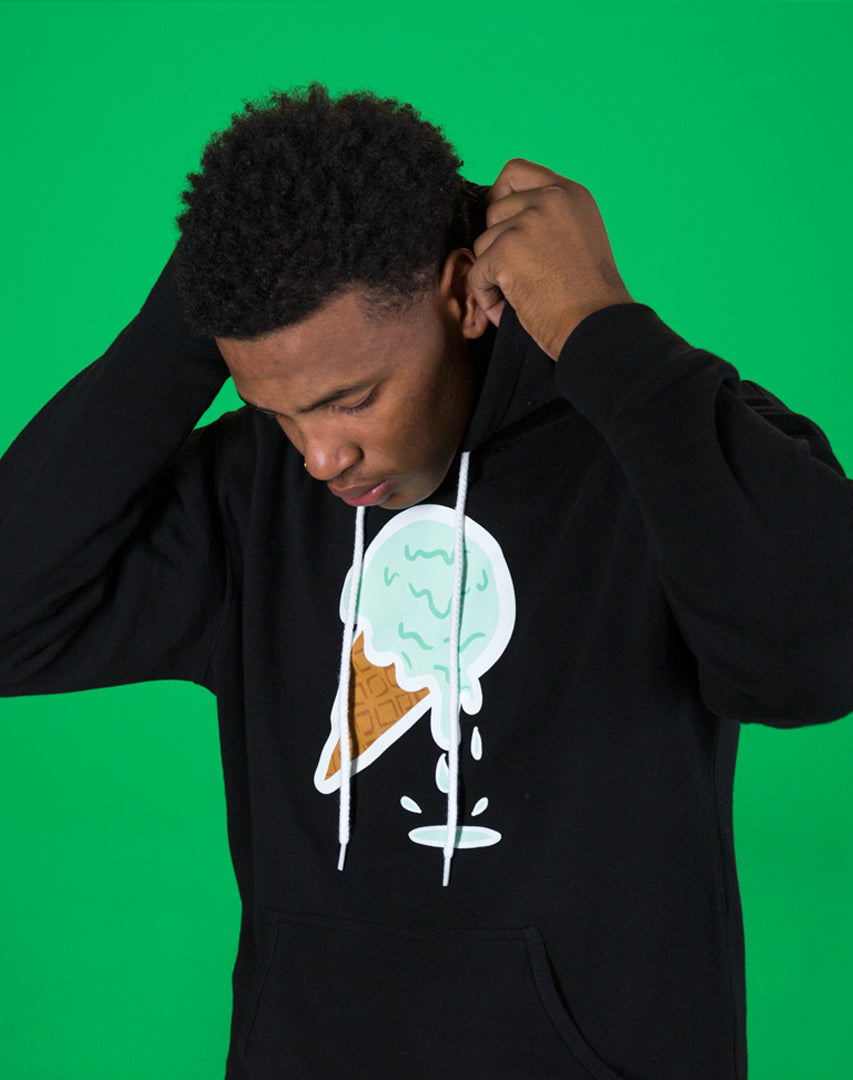 dipped mint ice cream black hoodie